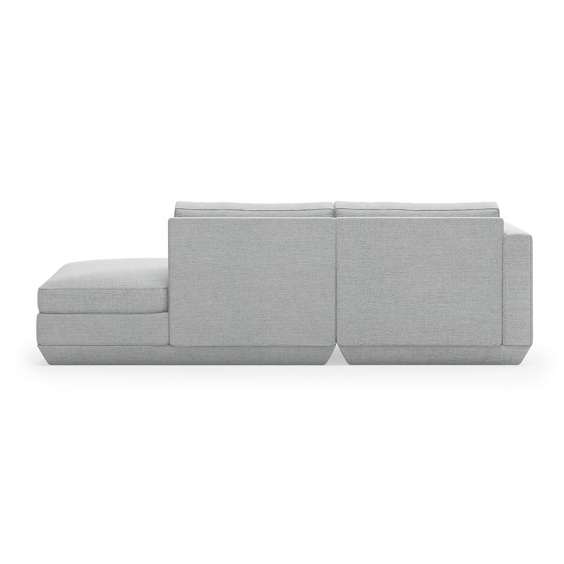 Podium Modular 2 PC Lounge Sofa, Bayview Silver Performance Twill, Right Hand Facing