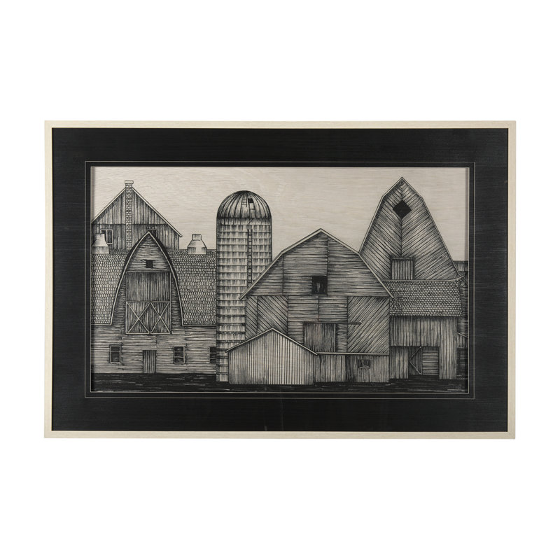 Barn Buildings II by CV a Hand Embelished Textured Framed Art Print Matted under Glass