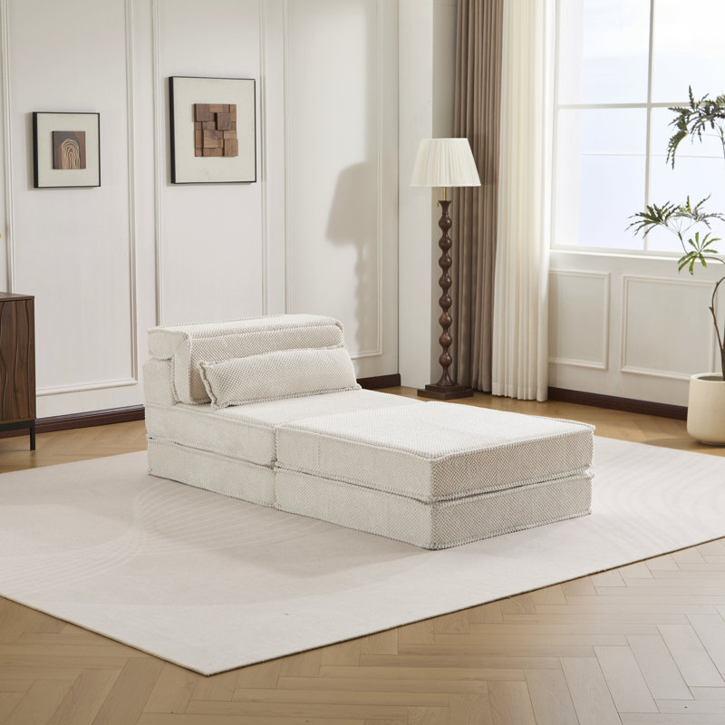 Canapé à compression, canapé-lit convertible au sol, canapé modulaire sans os Diy, aucun assemblage requis, tissu polaire circulaire, siège simple surdimensionné avec 1 coussin et 1 repose-pieds