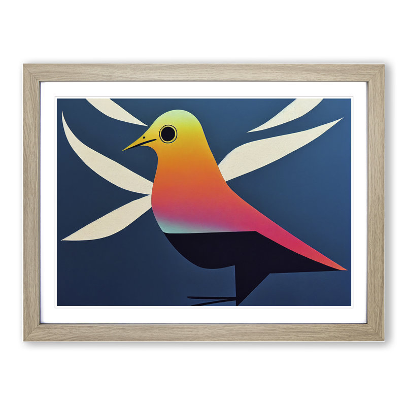 Dove Bird in Abstract Vol.3 1 Piece Single Picture Frame Wall Art, 25cm H x 34cm W x 2cm D, Oak Framed