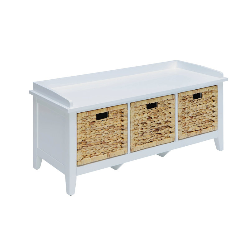 Wooden Frame Bench With Storage