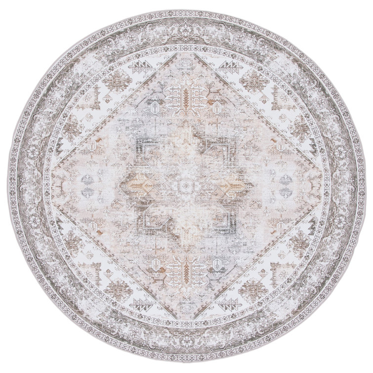 Tucson Florentine Machine Washable Non-Slip Area Rug In Beige & Gray