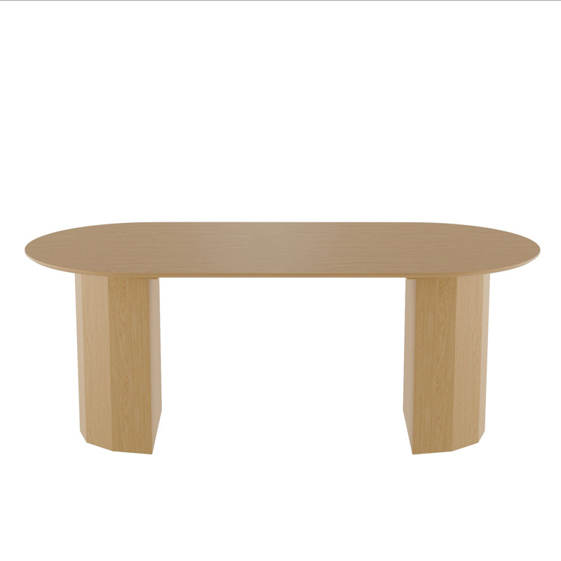 Table de salle à manger 79 po, Bois de chêne, Sur un piédestal