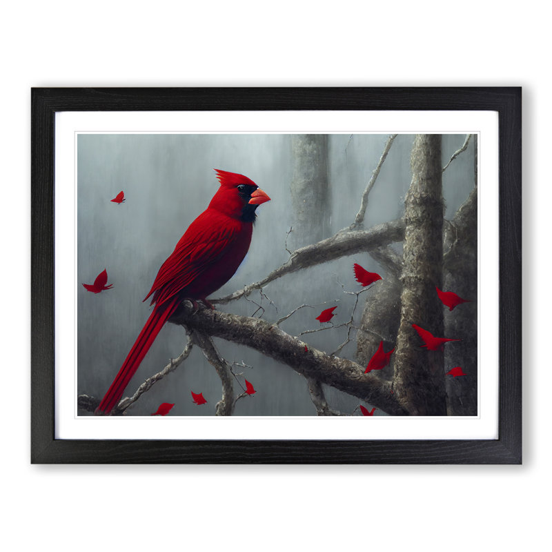 Cardinal Bird Vol.7 - Single Picture Frame Print, Black Framed, 46cm H x 64cm W x 2cm D