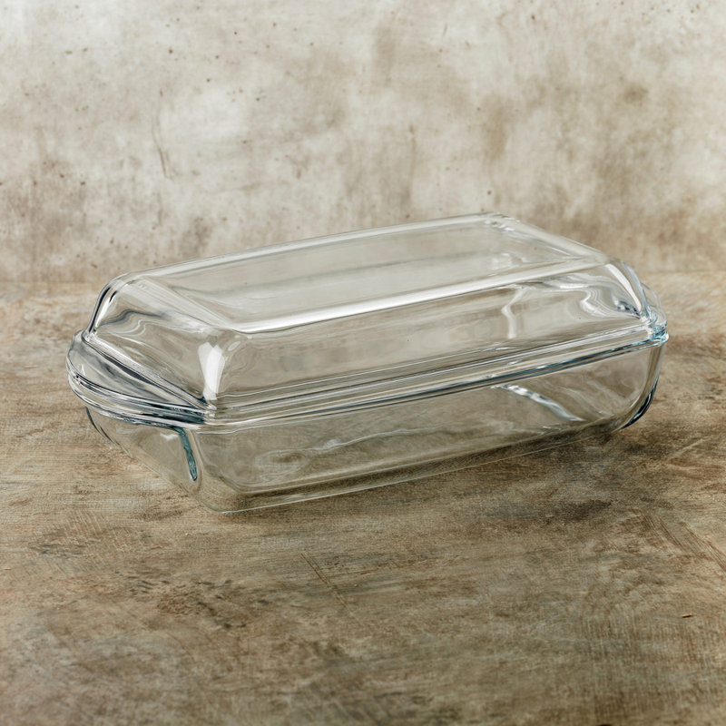 Queensway Home & Dining Borcam1.3L Glass Rectangular Casserole Dish with Lid Oven Microwave Safe Baker