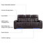 Canapé inclinable électrique en cuir de 84 po de large avec appui-tête réglable et éclairage d'ambiance-1338877064