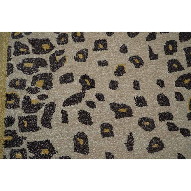 Multi Size Beige Hand Tufted Modern Animal Print Wool Area Rug, Rectangle 9'6" x 13'6"