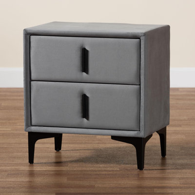 Hedviga Baxton Studio Etienne Modern Slate Grey Velvet 2-Drawer Nightstand