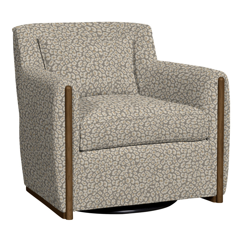Fauteuil pivotant rembourré Thom Filicia Home, 100 % polyester étain Ian, La Havane