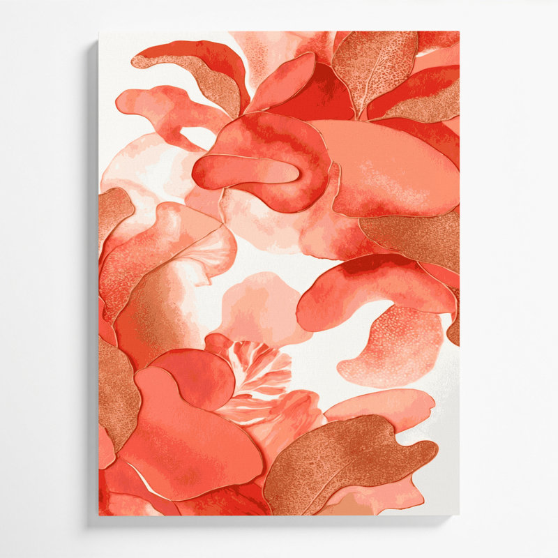 Abstrait aquarelle sur toile rose, H 14 po x l 11 po