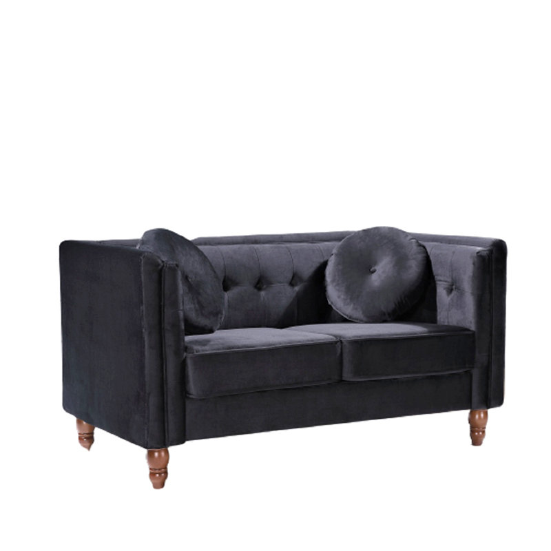 Canapé 2 places Chesterfield, Velours noir