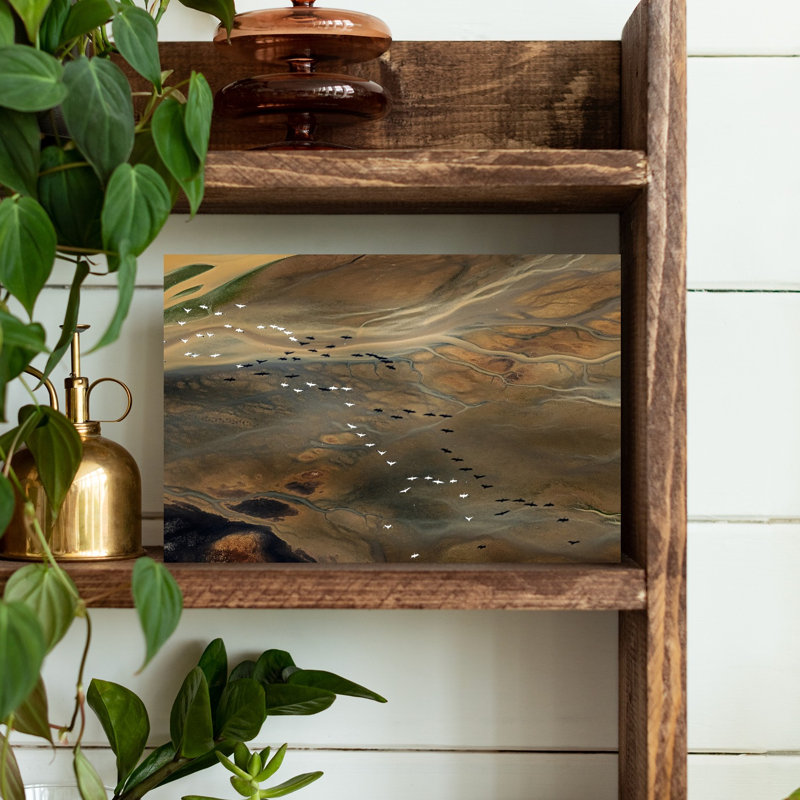 Birds Over Earth Patterns Abstract Organic Contemporary Bird Landscape Nature Wall Art Print 1 Piece Wrapped Canvas Wall Art