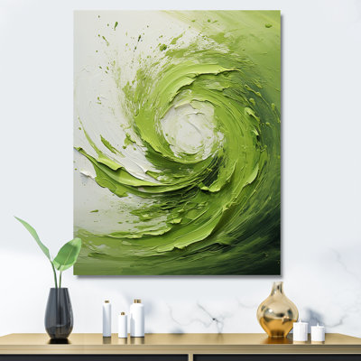 Vert et blanc, spirale abstraite V - Art abstrait spirales murales