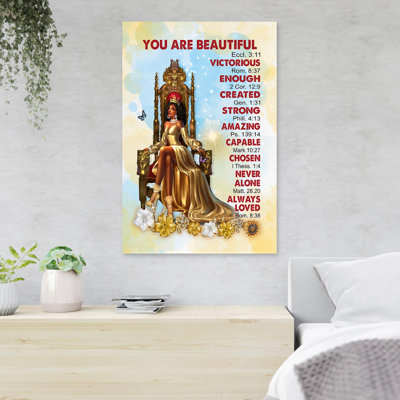 The Queen - You Are Beautiful - 1 pièce, impression d'art graphique rectangulaire sur toile tendue