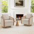 Dove 29.2" Wide Upholstered Swivel Accent Barrel Chair With Solid Wood Frame