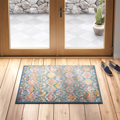 Christa Oriental Blue/Orange/Pink Area Rug
