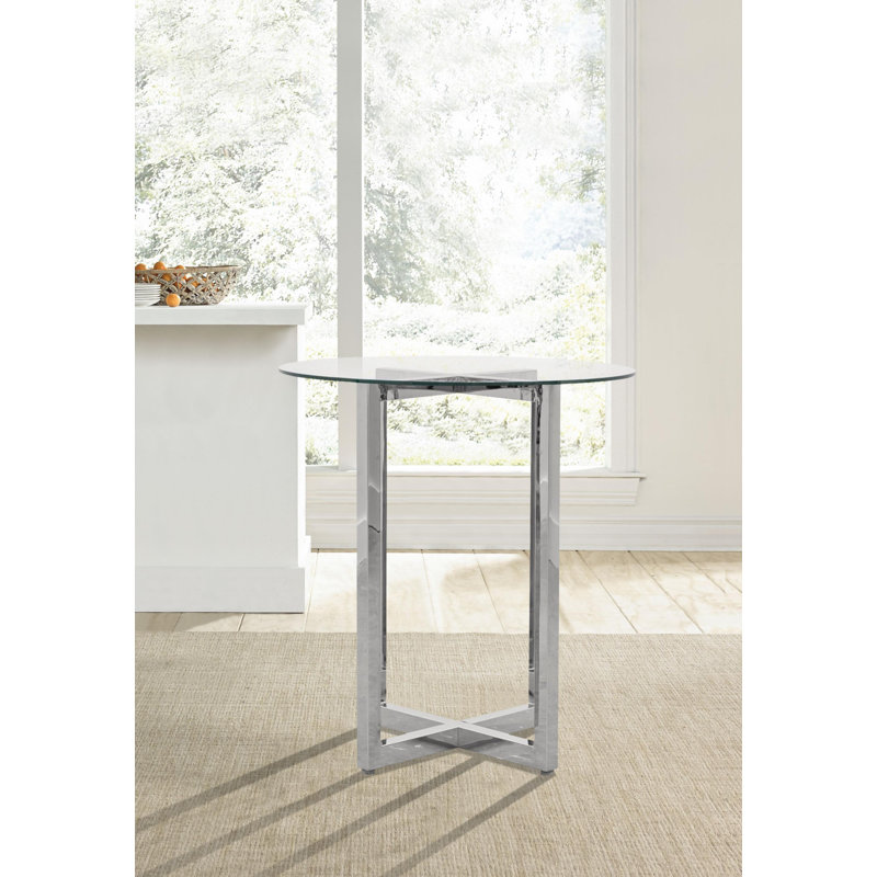 Dern Glass Round Dining Table, Bar (42" Height), 32" W x 32" L