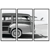 Old Woodie Station Wagon With Surfboard Giclee Print by Getty Images