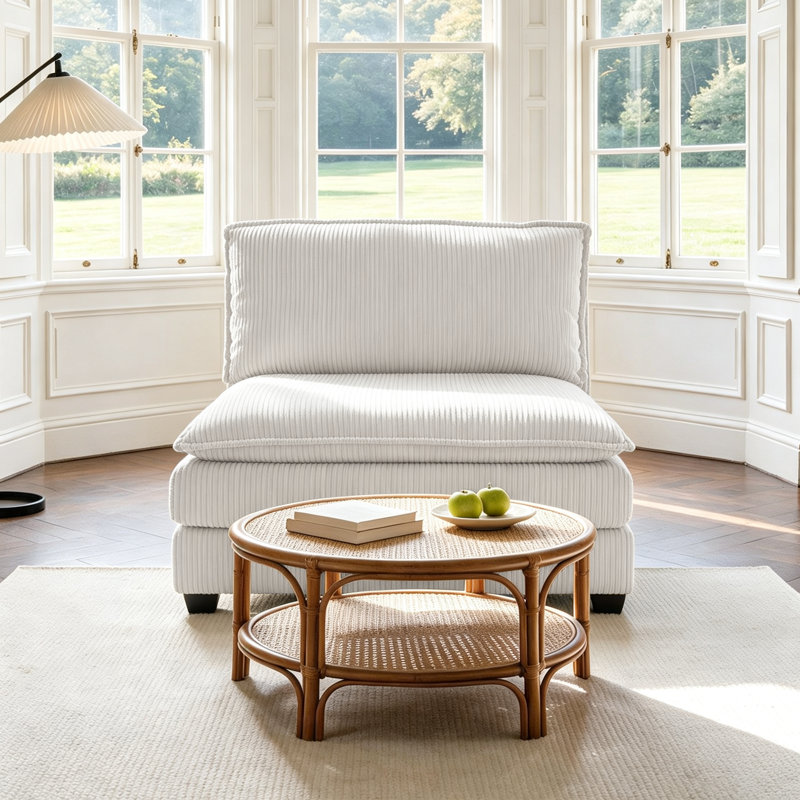 Fauteuil d'appoint sans accoudoirs Lauretta, Beige