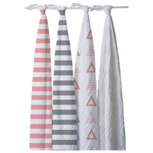 4-Piece Striped Swaddle Blanket Set – Soft Rayon from Bamboo