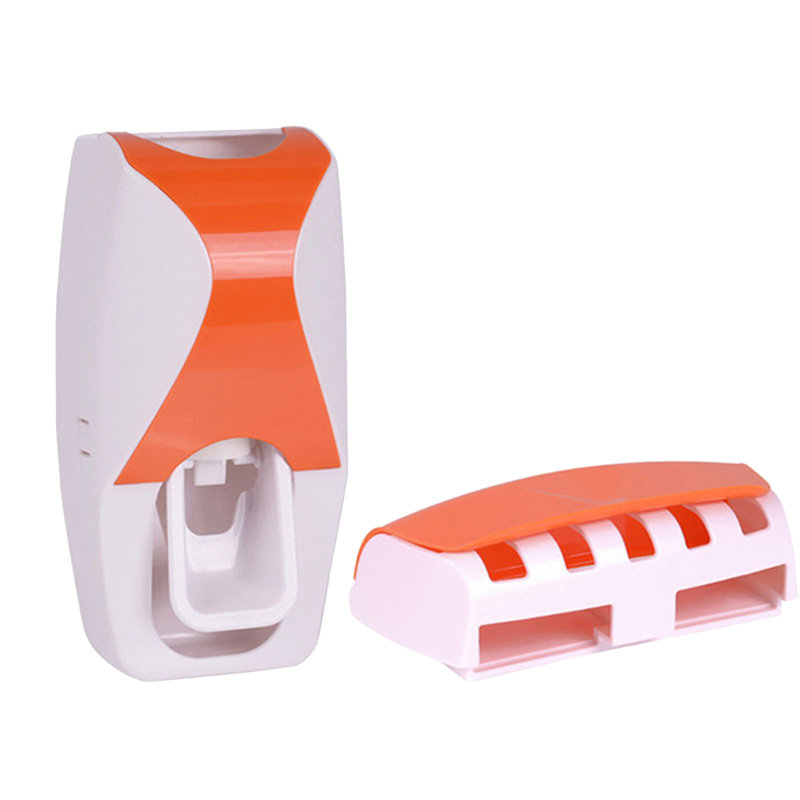 Toothpaste Squeezer, Lazy Toothpaste Dispenser With Toothbrush, Orange