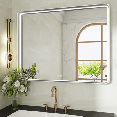 Gold/black/silver Frame Led Bathroom Mirror, 24/30/36/48 Inch Vanity Mirror, Lighted Wall Mounted Mirror, Anti-fog, Dimmable , 3 Colors Frontlit (horizontal/vertical)