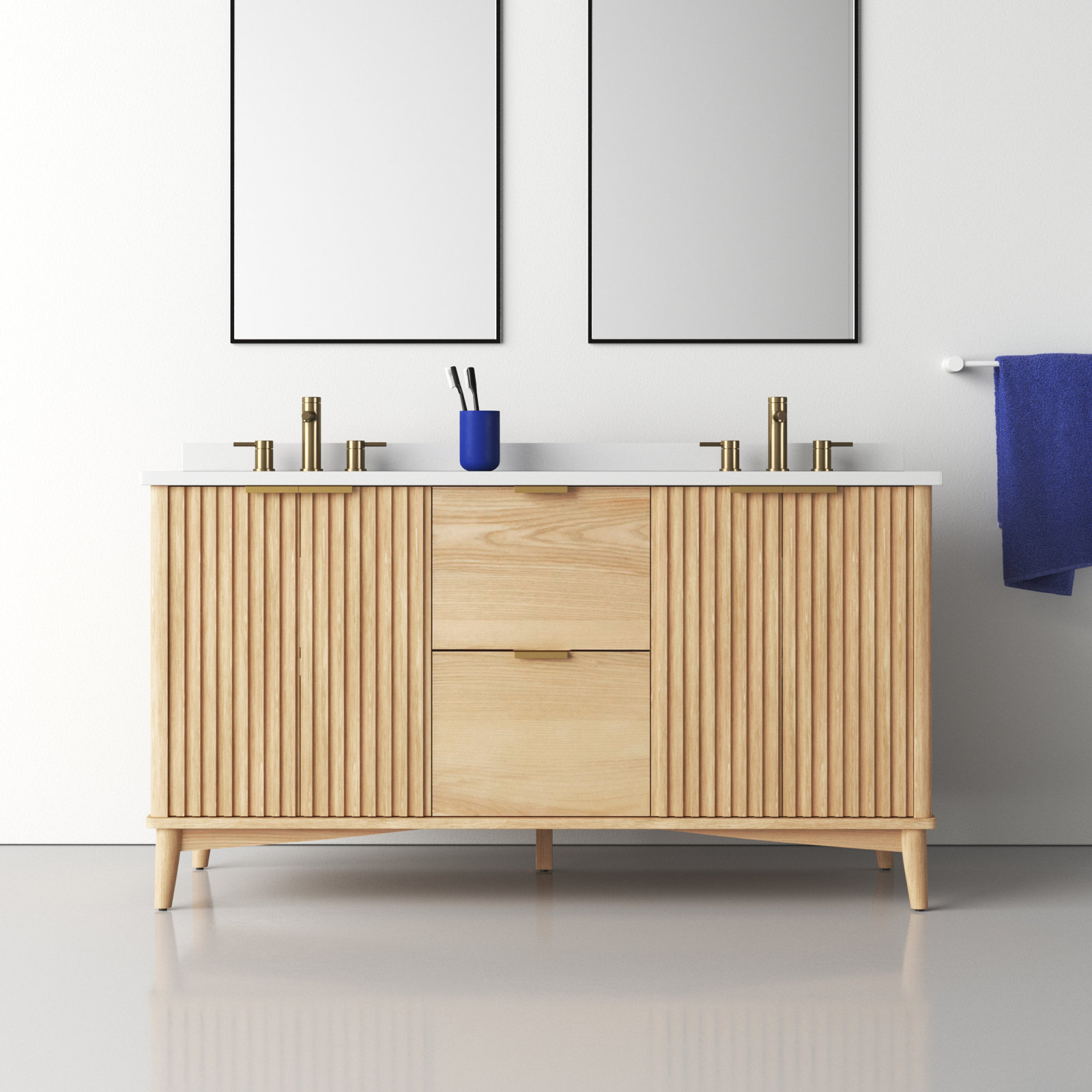  Gabi 60 in. Double Sink Bathroom Vanity, Rustic Ash