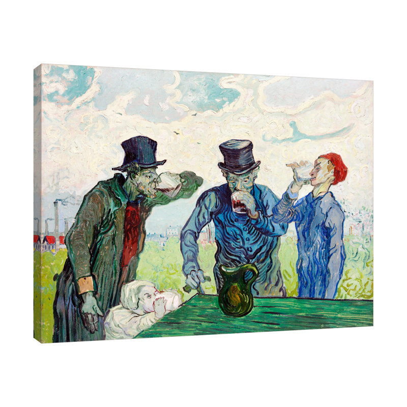 «The Drinkers» par Vincent Van Gogh - reproduction d'art sur toile tendue, H 36 po x l 45 po x P 1,5 po