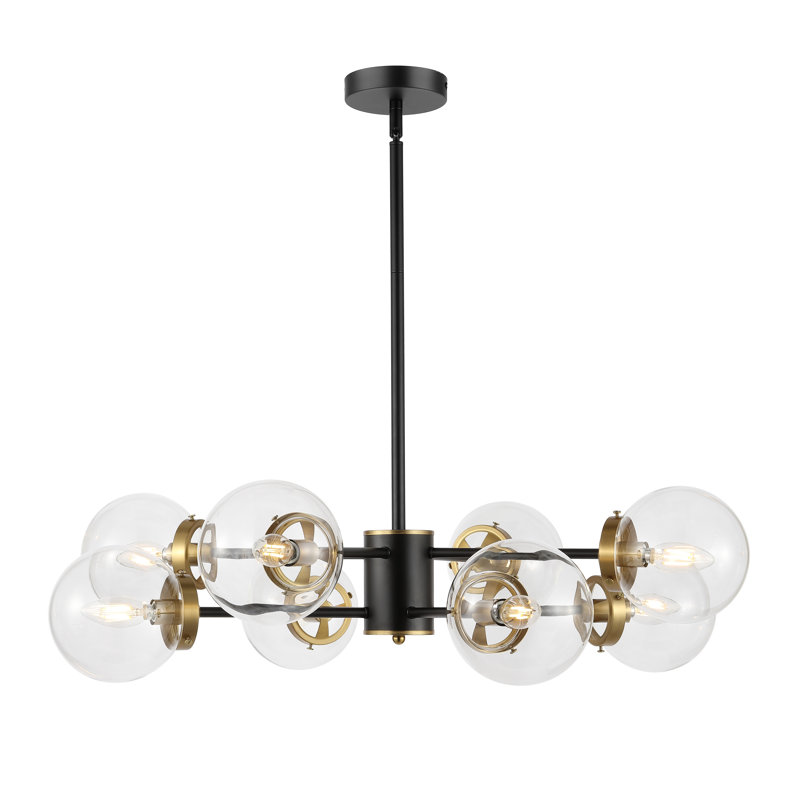 Millender 8-Light Dimmable Sputnik Modern Linear Chandelier, Transparent