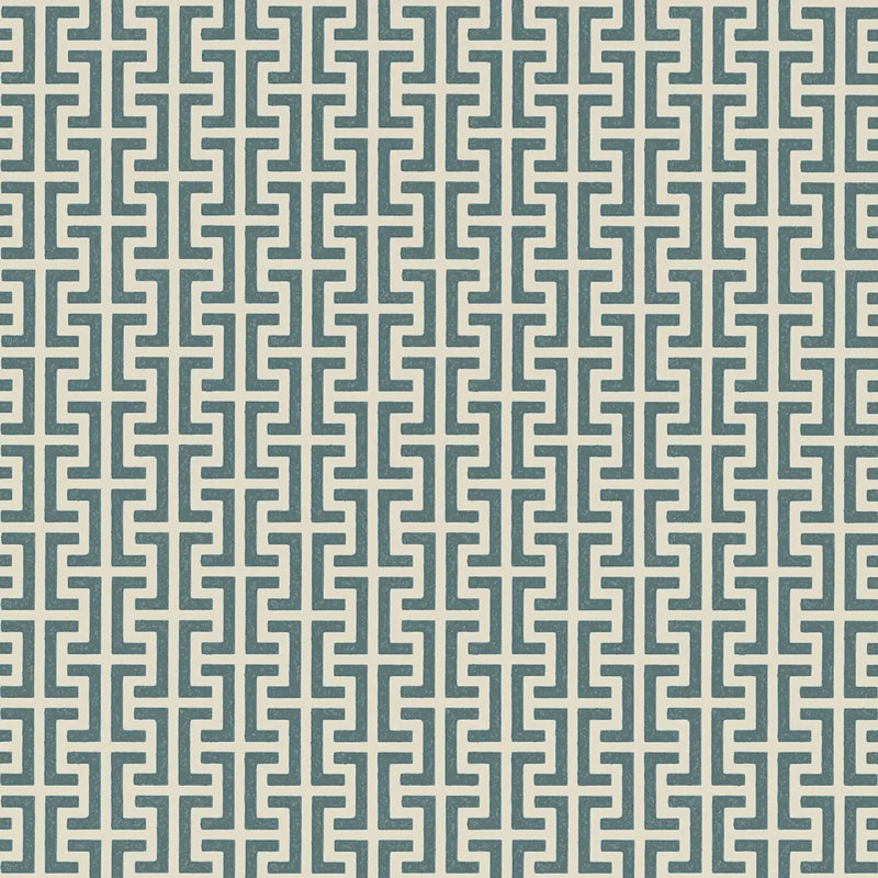 Schumacher x Veere Grenney Temple Wallpaper, Peacock Blue