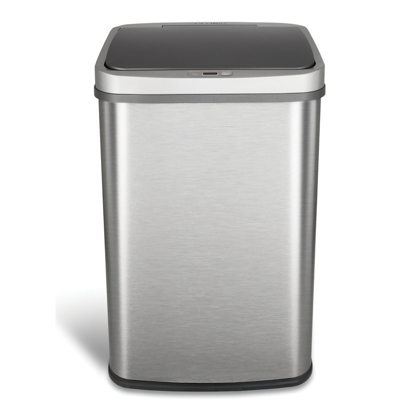 Nine Stars 13.2 Gallon Stainless Steel Motion Sensor Trash Can, Gray