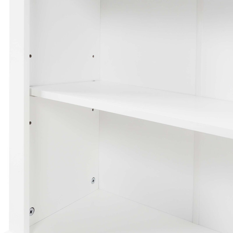 Grande armoire de rangement pour salle de bain, armoire de rangement autoportante avec tiroir et tablette réglable, panneau de fibres à densité moyenne avec finition peinte