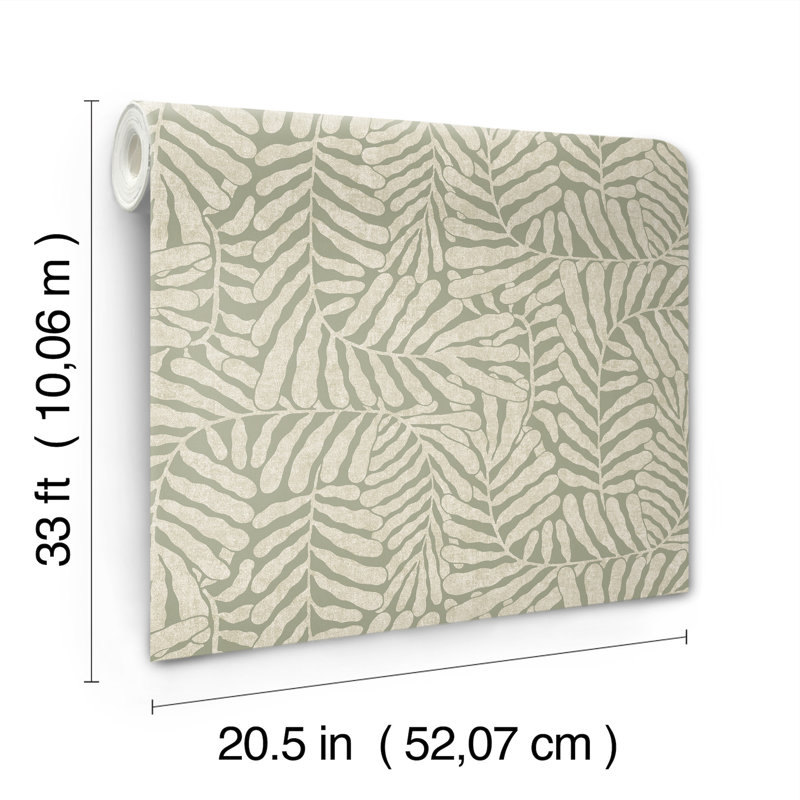 Gabriel Espresso Fern Wallpaper, Green