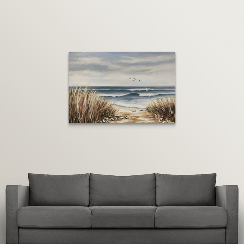 « seascape beach », peinture sur toile, H 32 po x l 48 po x p 1,25 po, Toile tendue