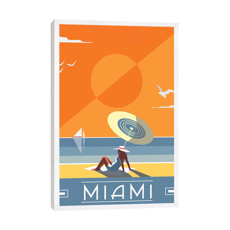 Miami by Annabel Andrews - Print on Canvas, White Framed, 101.6 cm H x 66.04 cm W