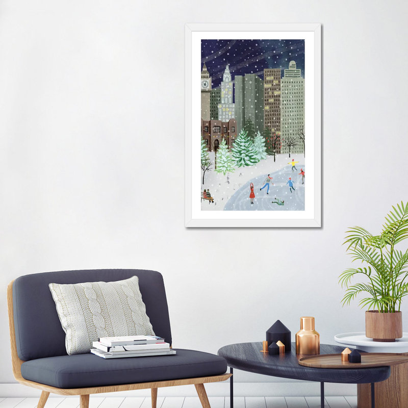 «Christmas in the City I» par Grace Popp - impression d'art graphique, H 32 po x l 24 po x P 1 po, Papier encadré blanc