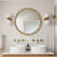 Miroir mural rond rond, miroir à cadre perlé en bois vieilli 31,50 po pour hall d'entrée, salon, salle de bain, miroir décoratif de style maison de campagne-1388856085