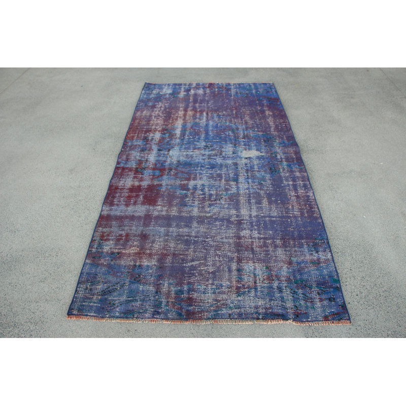 Tapis turc rétro surteint en mauve pour cuisine - style bohème fait à la main de style Oushak