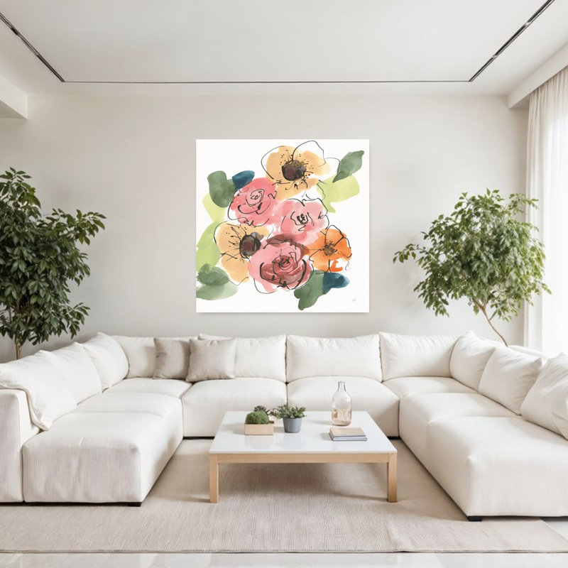 Bouquet tendance I, art floral contemporain, H 48 po x l 48 po