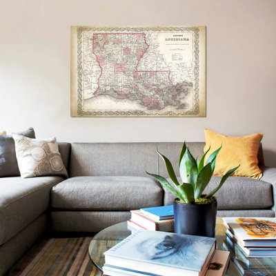 « louisiana map, 1886 », impression sur toile