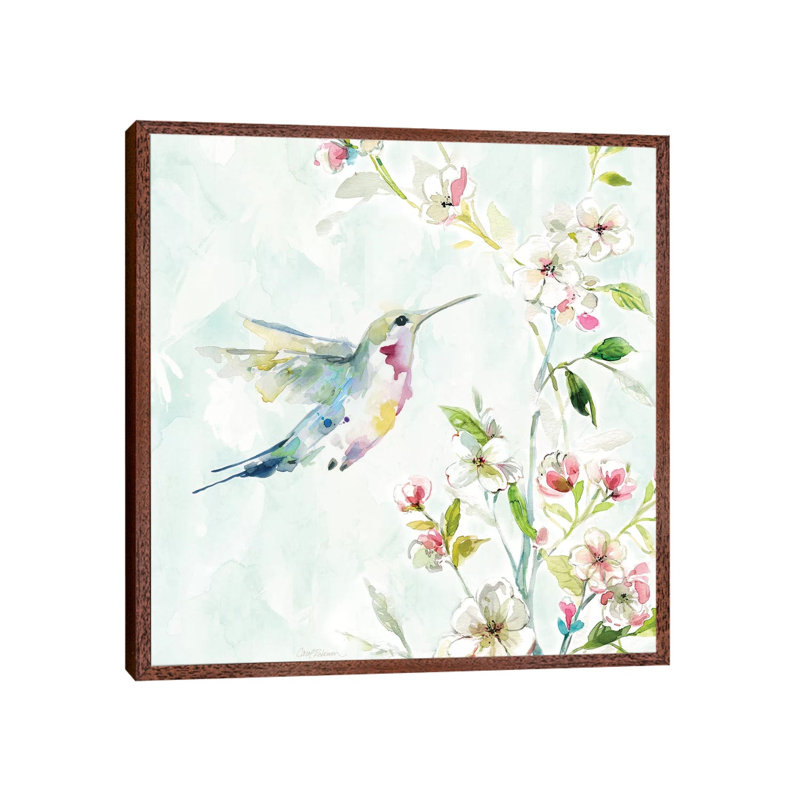 Hummingbird III by Carol Robinson - Painting on Canvas, 66.04 cm H x 66.04 cm W, Classic Brown Wood Framed Canvas
