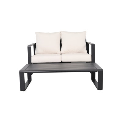 Comfortable Double And Coffee Table Yb15052, Brown Cushions, Aluminum, Home Living Accessory Cushioned & Rectangular Table, Contemporary Decor