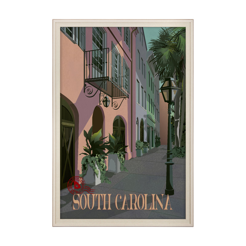 Rogers Carolina Go USA (L) By Studio A Hand Embellished Decograph Framed Art Print, H 61,5 po x l 41,5 po, Brun, Sans mat