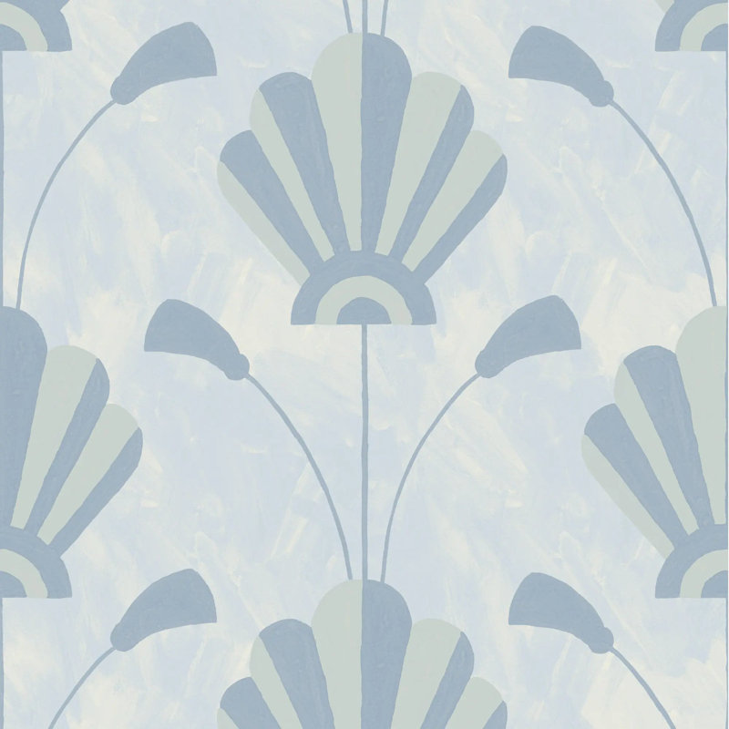 Fanflower - Wallpaper, Powder Blue, Peel & Stick, Self-Adhesive