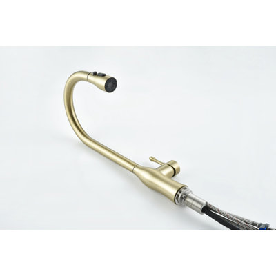 Golden Pull-Down Single Handle Kitchen Faucet - Professional Inspired Design, Outstanding Control And Flexibility, 24" Water Supply Lines, Stainless Steel In Flashing Gold Design Inspired,
