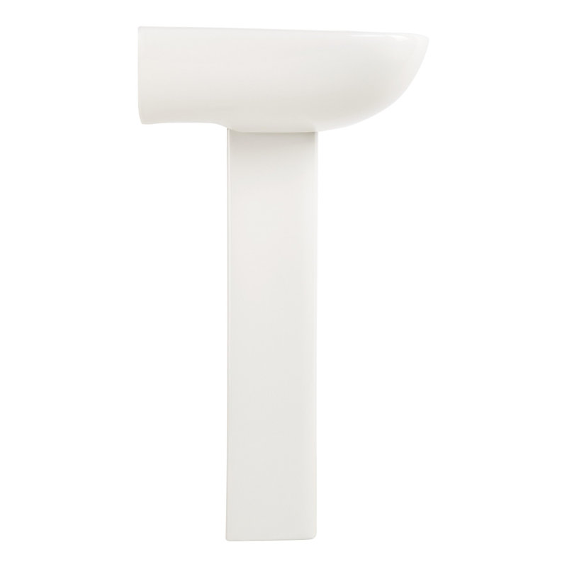 23" Rainsville 27.75" Tall White Porcelain Rectangular Pedestal/Wall Bathroom Sink with Overflow, Single Hole