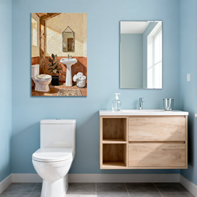 Scène de salle de bain rustique avec lavabo et toilette Bath & Laundry