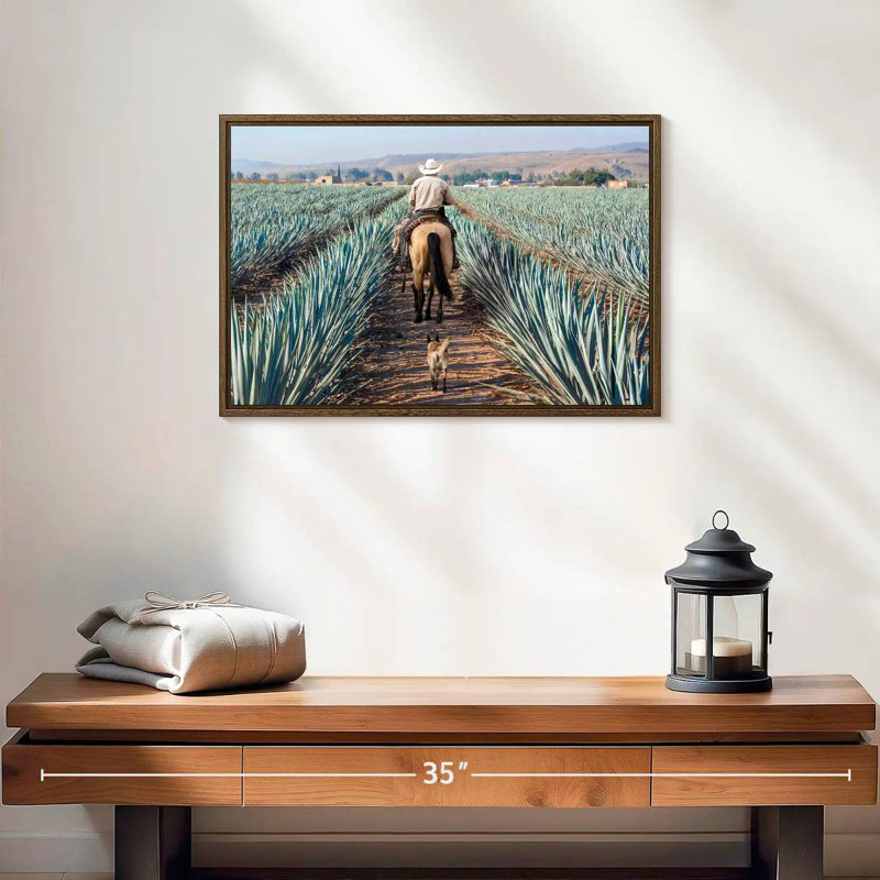 Inspecter la plantation d'agave, 19 po x 13 po, Cadre flottant noyer