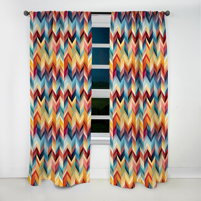 Motif à chevrons en mosaïque de la culture I, rideau occultant - 1 panneau, L 52 po x L 84 po