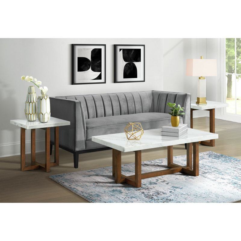 2PC Occasional Marble Table Set In White